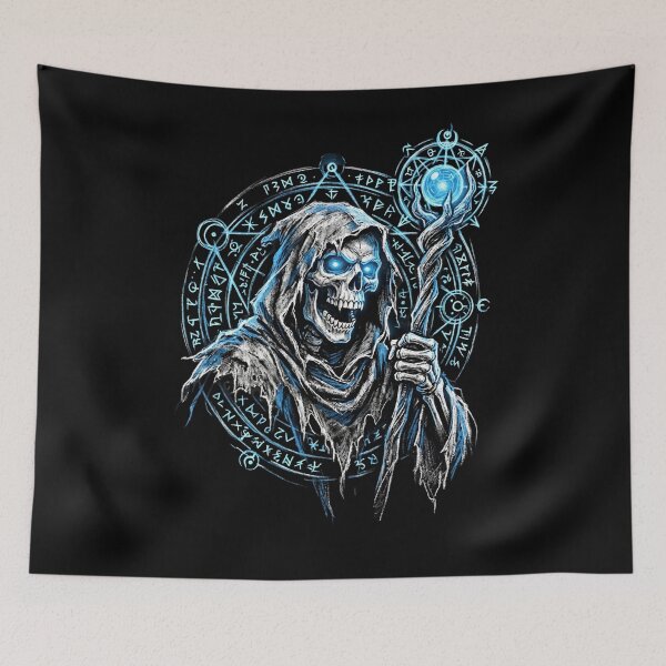 Item preview, Gothic Skeleton Lich Necromancer Magic Rune Staff Art designed and sold by Fenay Designs.