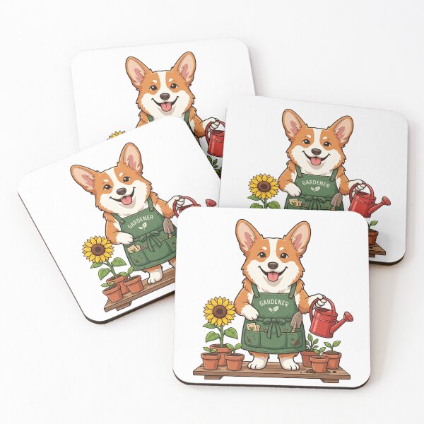 Item preview, Cute Corgi Gardener Illustration - Kawaii Gardening Dog Art designed and sold by PictoVibe.