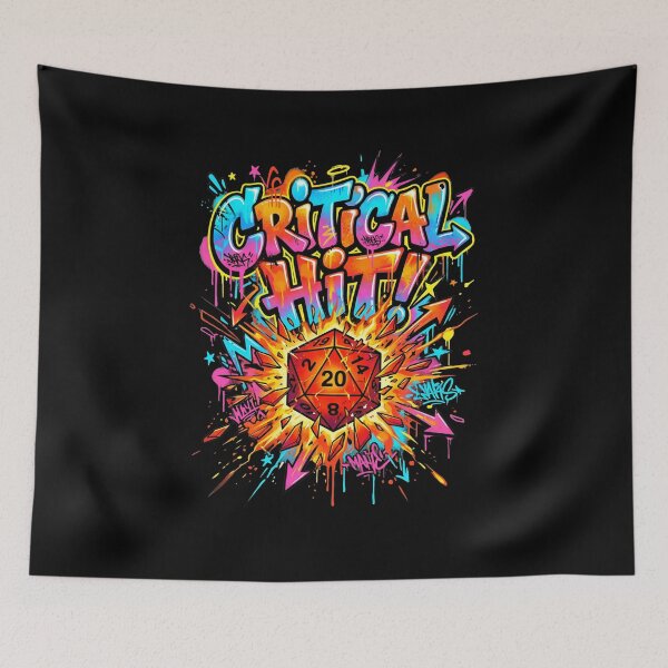 Item preview, Critical Hit Colorful Graffiti Street Art Exploding D20 Dice designed and sold by Fenay Designs.