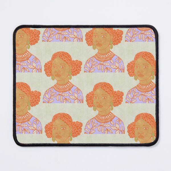 Item preview, Aisha – Afro Folk Portrait in Orange, Lavender & Sage designed and sold by bonaise.