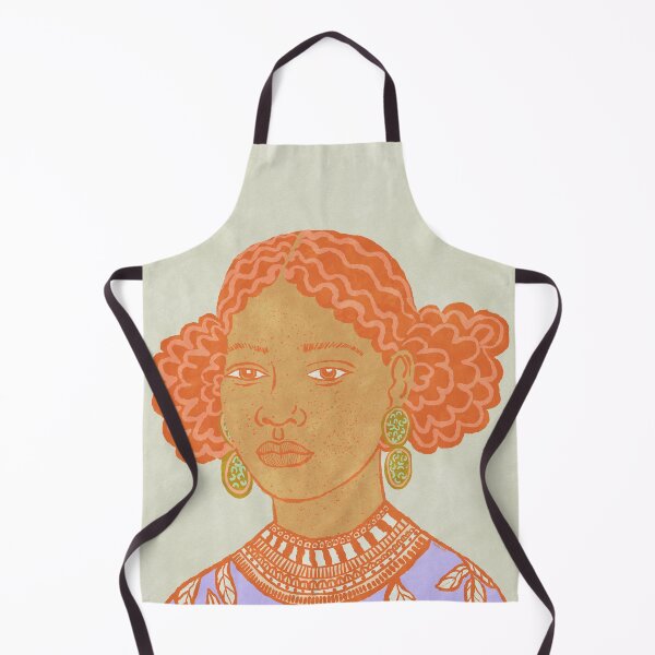 Item preview, Aisha – Afro Folk Portrait in Orange, Lavender & Sage designed and sold by bonaise.