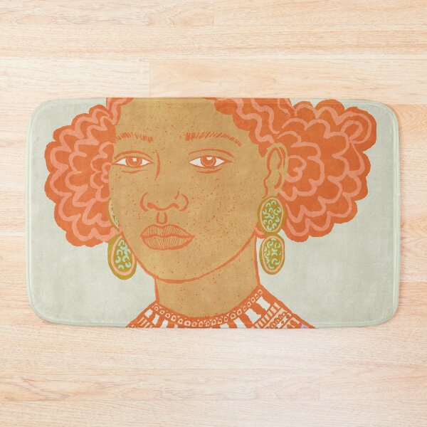 Item preview, Aisha – Afro Folk Portrait in Orange, Lavender & Sage designed and sold by bonaise.