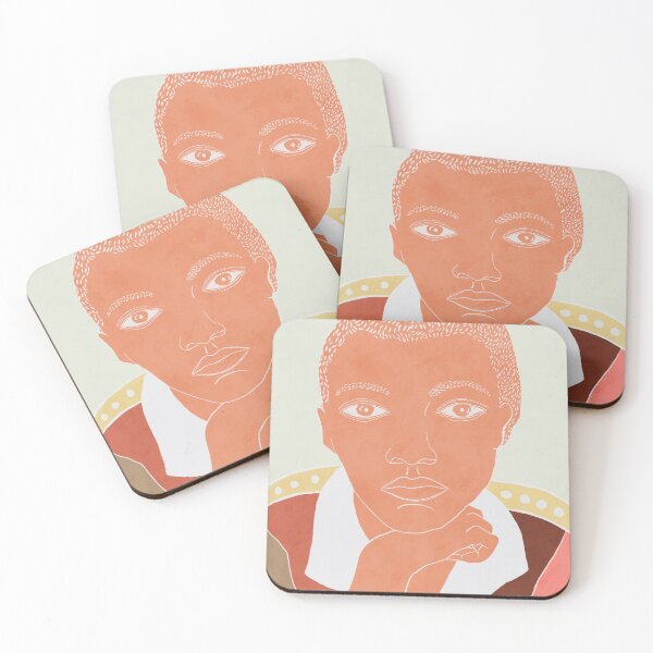 Item preview, Jamal – Modern Afro Folk Portrait in Coral & Earth Tones designed and sold by bonaise.