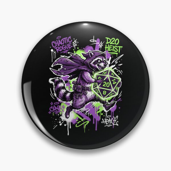Item preview, Chaotic Rogue D20 Heist Funny Raccoon Fantasy Art designed and sold by Fenay Designs.