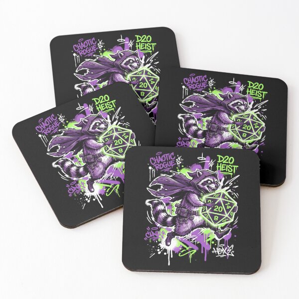 Item preview, Chaotic Rogue D20 Heist Funny Raccoon Fantasy Art designed and sold by Fenay Designs.
