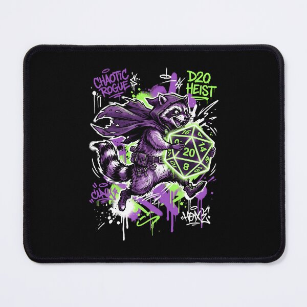 Item preview, Chaotic Rogue D20 Heist Funny Raccoon Fantasy Art designed and sold by Fenay Designs.