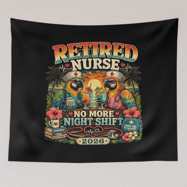 Item preview, Retired Nurse Tropical Parrot Shirt, No More Night Shift 2026، Funny RN Retirement Retro Tee Classic T-Shirt  designed and sold by podlook.