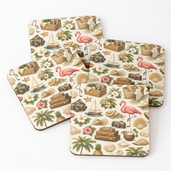 Item preview, Tropical Vacation Pattern – Flamingos, Palm Trees & Summer Icons designed and sold by Ve state official.