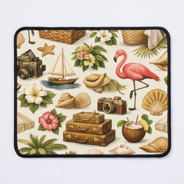 Item preview, Tropical Vacation Pattern – Flamingos, Palm Trees & Summer Icons designed and sold by Ve state official.