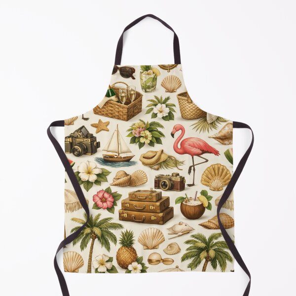 Item preview, Tropical Vacation Pattern – Flamingos, Palm Trees & Summer Icons designed and sold by Ve state official.