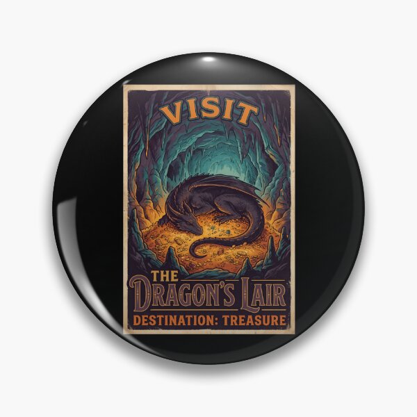 Item preview, Visit The Dragons Lair Destination Treasure Vintage Travel Poster designed and sold by Fenay Designs.