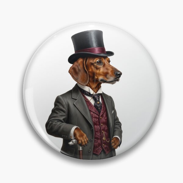 Item preview, Dachshund Victorian Gentleman Portrait - Dapper Wiener Dog Oil Painting Art designed and sold by PictoVibe.