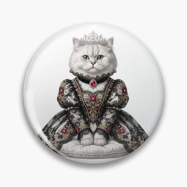 Item preview, White Persian Cat Queen Portrait - Regal Princess Gown & Silver Tiara designed and sold by PictoVibe.