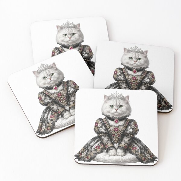 Item preview, White Persian Cat Queen Portrait - Regal Princess Gown & Silver Tiara designed and sold by PictoVibe.