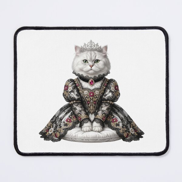Item preview, White Persian Cat Queen Portrait - Regal Princess Gown & Silver Tiara designed and sold by PictoVibe.