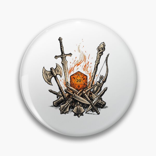 Item preview, Fantasy Weapon Pile and Flaming Polyhedral D20 Dice Art designed and sold by Fenay Designs.
