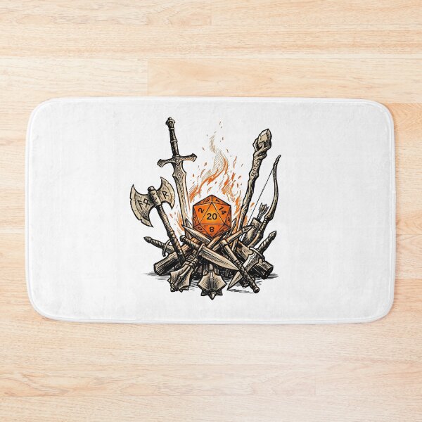 Item preview, Fantasy Weapon Pile and Flaming Polyhedral D20 Dice Art designed and sold by Fenay Designs.