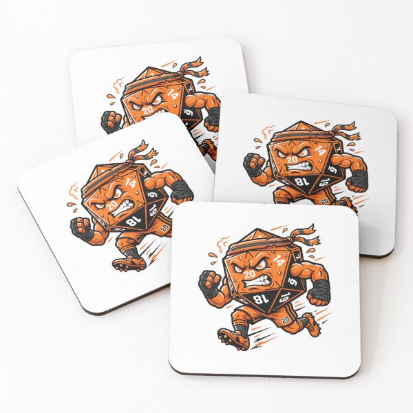 Item preview, Angry Muscular Orange D20 Dice Mascot Running Graphic designed and sold by Fenay Designs.