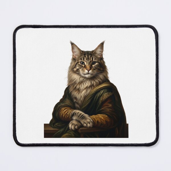 Item preview, The Meow-na Lisa Cat Oil Painting - Funny Renaissance Maine Coon Art designed and sold by PictoVibe.