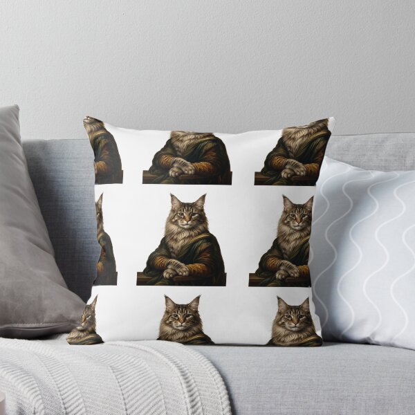 Item preview, The Meow-na Lisa Cat Oil Painting - Funny Renaissance Maine Coon Art designed and sold by PictoVibe.