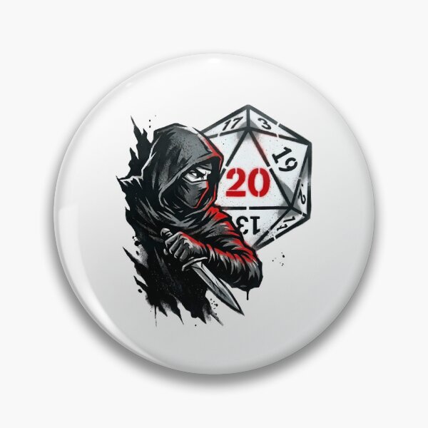 Item preview, Dark Hooded Assassin Rogue with Dagger and Red 20 Dice Art designed and sold by Fenay Designs.