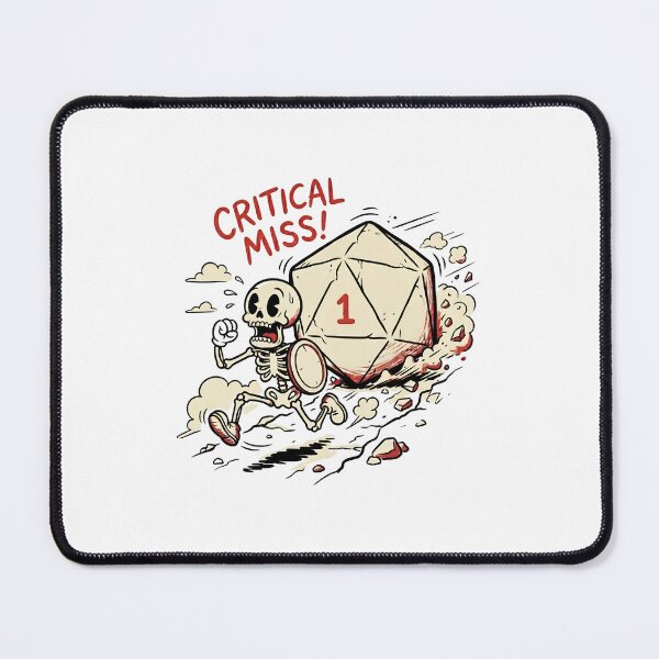 Item preview, Critical Miss Retro Cartoon Skeleton Running from D20 Dice designed and sold by Fenay Designs.