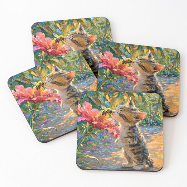 Item preview, Kitten  Sniffing a Blooming  designed and sold by FlowerSeller1.