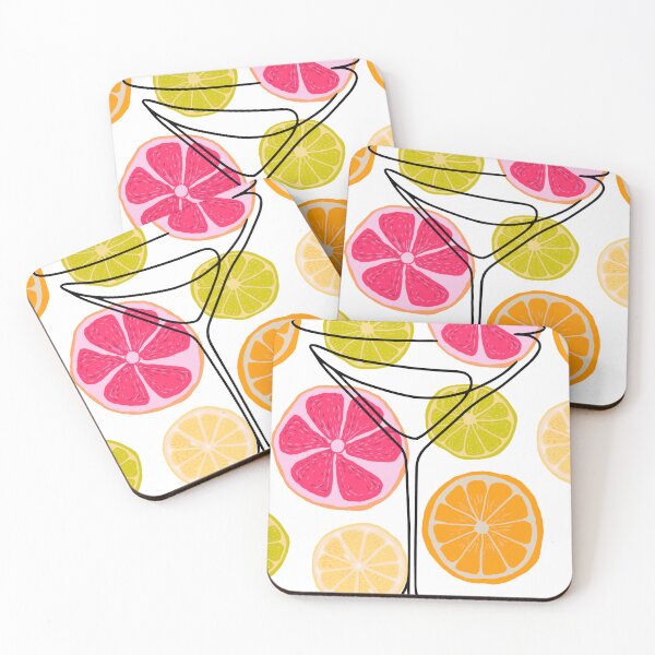 Item preview, Neon Citrus Pattern and Abstract Cocktail Glass designed and sold by VibranPalette.