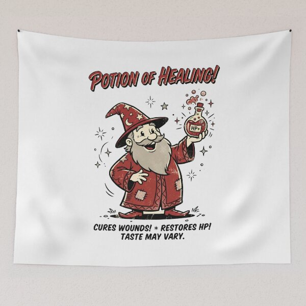 Item preview, Potion of Healing Retro Cartoon Wizard Restores HP Art designed and sold by Fenay Designs.
