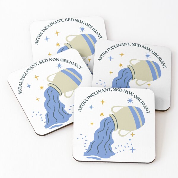 Item preview, Aquarius "The Stars Guide Us, They Do Not Bind Us" Astrological Symbol and Latin Motto  designed and sold by AnimaliaStar.