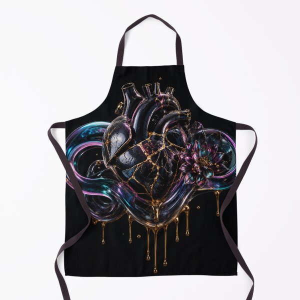 Item preview, Kintsugi Iridescent heart with golden lotus petals designed and sold by Cerafus.