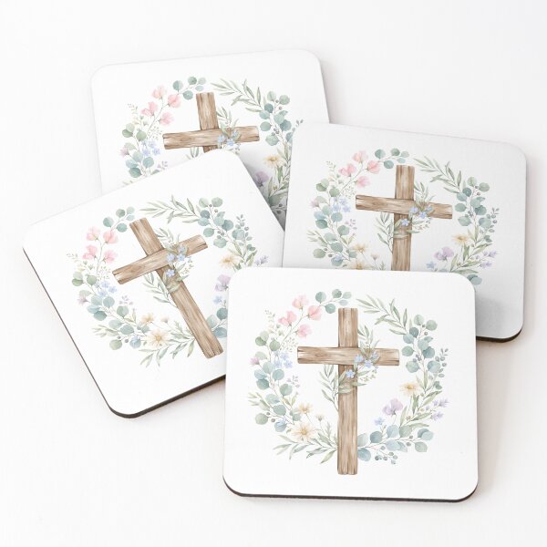 Item preview, Watercolor Floral Easter Cross Wreath designed and sold by RRRShop.