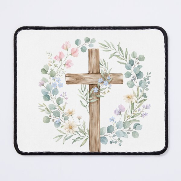 Item preview, Watercolor Floral Easter Cross Wreath designed and sold by RRRShop.