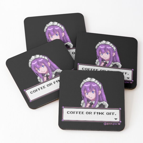 Item preview, Coffee or F!>k Off — Hiiko the Pixel Art Anime Maid designed and sold by panshi3799.