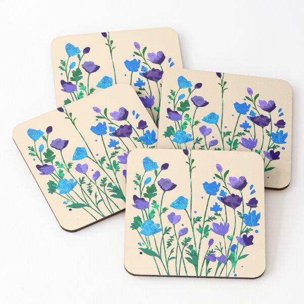 Item preview, Blue Purple Wildflower Stencil Art designed and sold by GAP90.