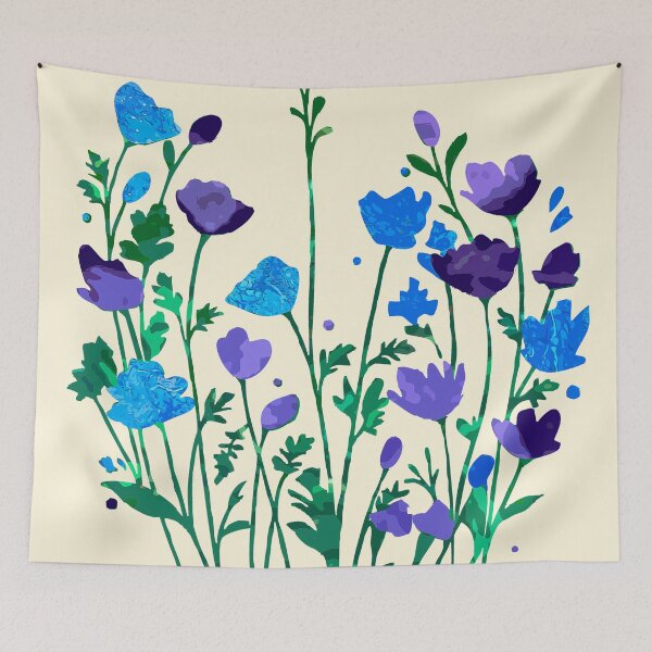Item preview, Blue Purple Wildflower Stencil Art designed and sold by GAP90.