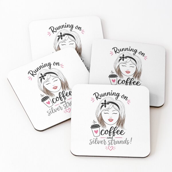 Item preview, Running on Coffee and Silver Strands Gray Hair Empowerment Design designed and sold by Pattie Marie.