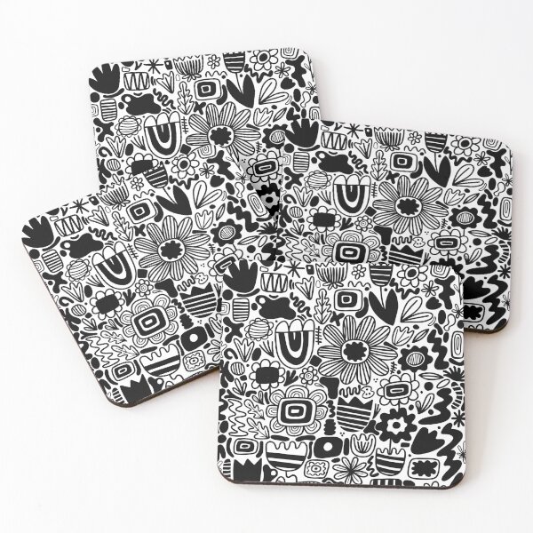 Item preview, Whimsical Floral Doodle Pattern - Bold Black and White designed and sold by SideFX Labs.