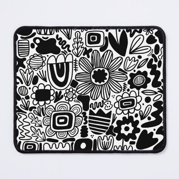 Item preview, Whimsical Floral Doodle Pattern - Bold Black and White designed and sold by SideFX Labs.
