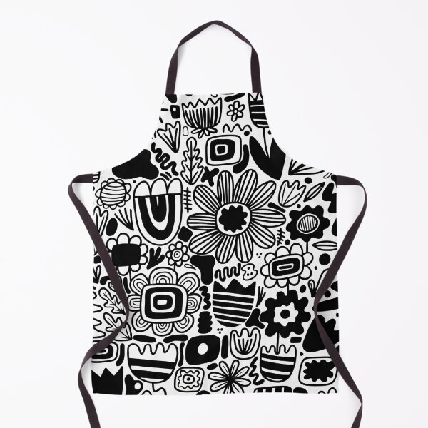 Item preview, Whimsical Floral Doodle Pattern - Bold Black and White designed and sold by SideFX Labs.