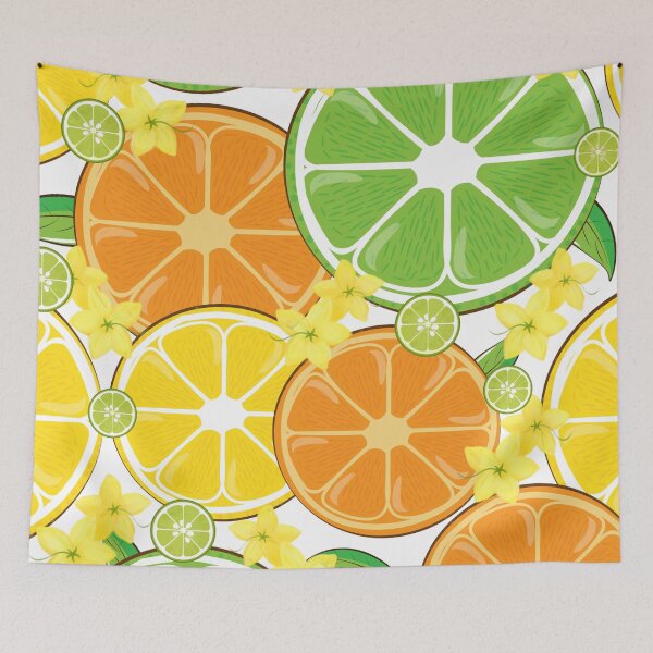 Item preview, Background of Tropical Citrus and Summer Flowers designed and sold by VibranPalette.