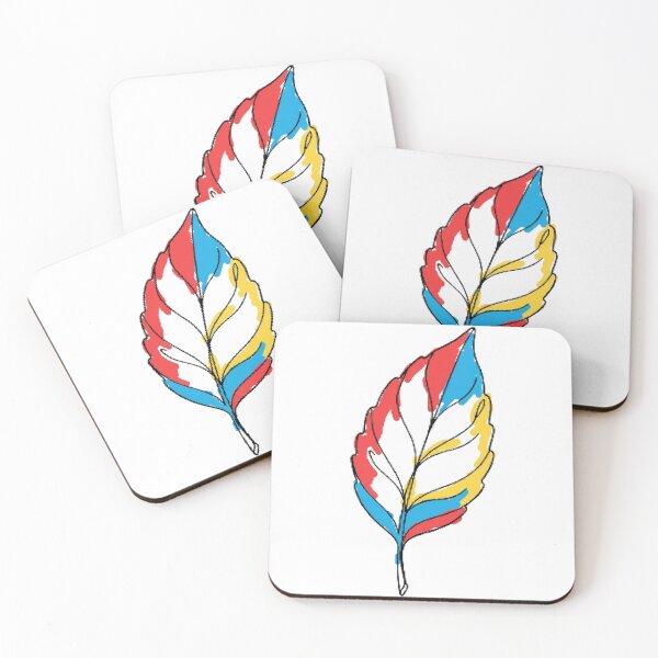 Item preview, Colorful Leaf Line Art Wall Print | Bold Primary Colors Decor designed and sold by RefreshPop Studio.