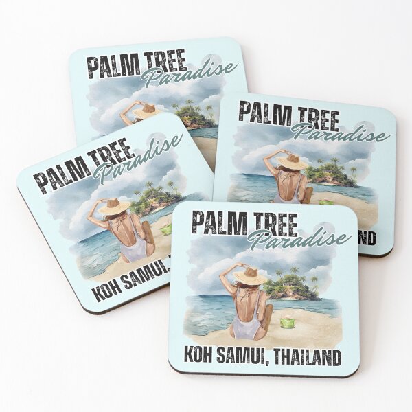 Item preview, Koh Samui Thailand Palm Tree Paradise Watercolor Art designed and sold by SilverSeaBKK.