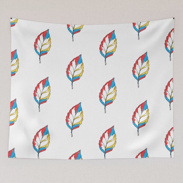 Item preview, Colorful Leaf Line Art Wall Print | Bold Primary Colors Decor designed and sold by RefreshPop Studio.