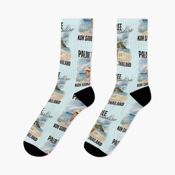 Item preview, Koh Samui Thailand Palm Tree Paradise Watercolor Art designed and sold by SilverSeaBKK.