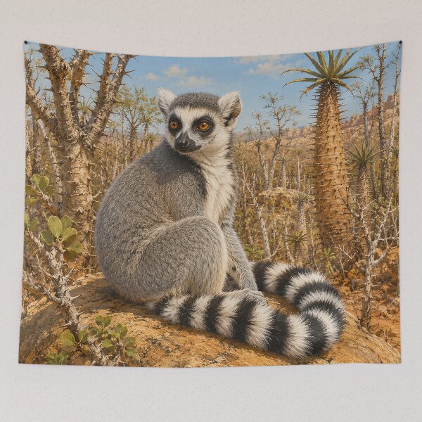 Item preview, Ring-Tailed Lemur in Spiny Forest designed and sold by Pixel Junkies Studio.