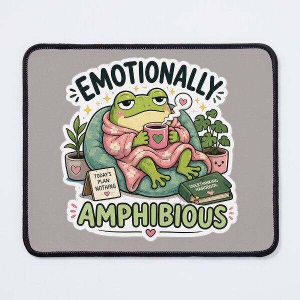 Item preview, Emotionally Amphibious – Cozy Frog Meme Sticker designed and sold by Naturalite19.