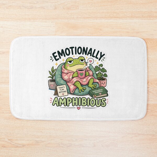 Item preview, Emotionally Amphibious – Cozy Frog Meme Sticker designed and sold by Naturalite19.