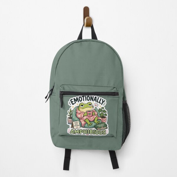 Item preview, Emotionally Amphibious – Cozy Frog Meme Sticker designed and sold by Naturalite19.