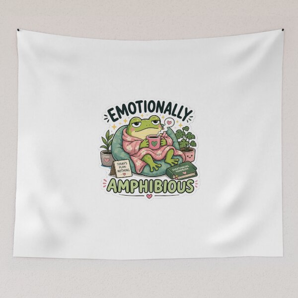 Item preview, Emotionally Amphibious – Cozy Frog Meme Sticker designed and sold by Naturalite19.